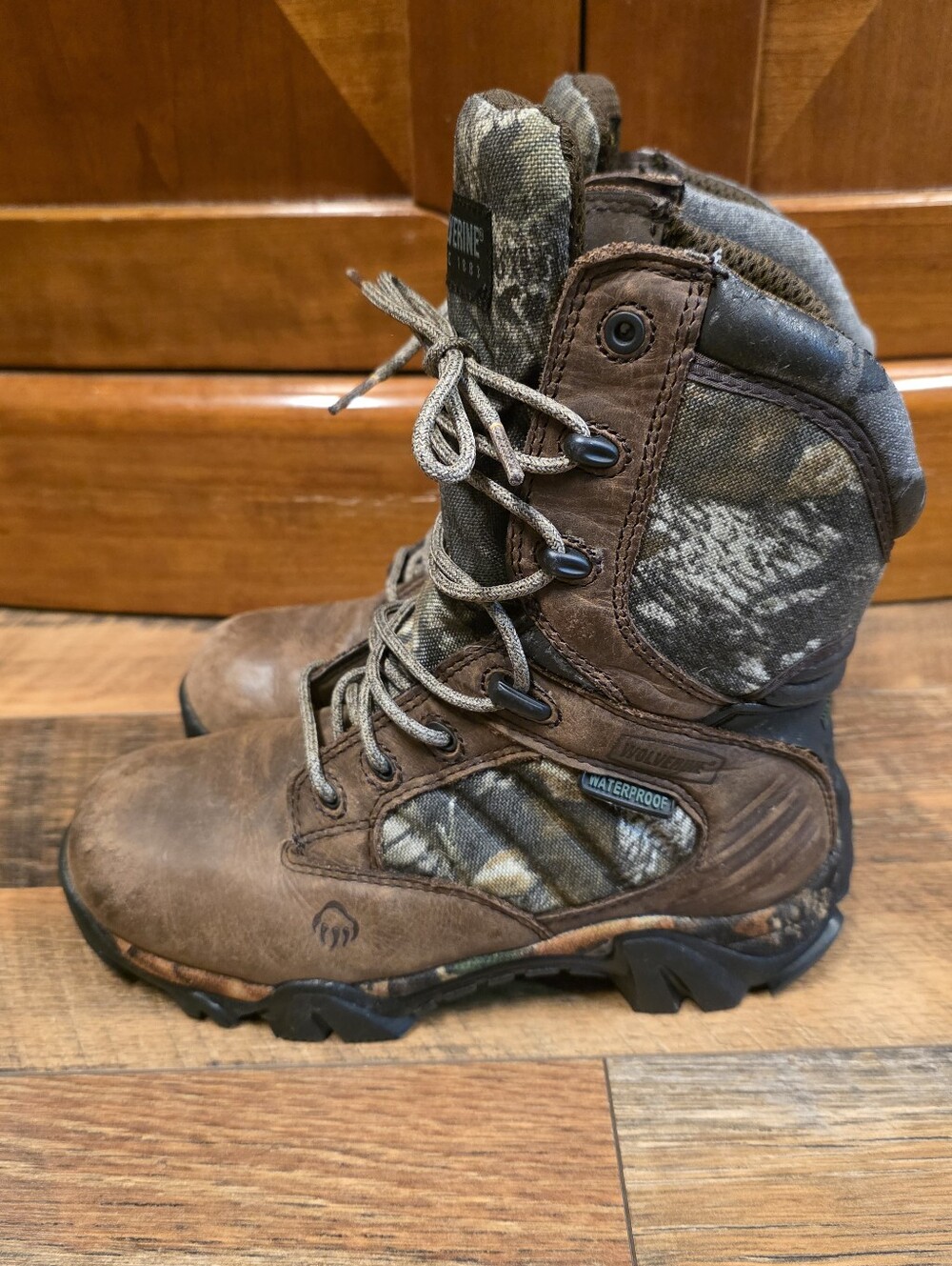 Youth Wolverine Waterproof Insulated Camo Brown Leather Hunting Boots